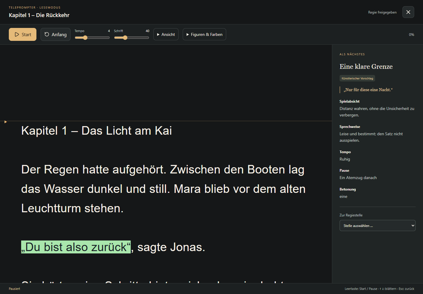 Der echte Teleprompter · Synthetisches Demomanuskript